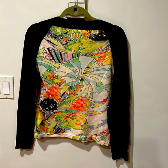 Vintage D&G Floral Print V-Neck Sweater 100% Cashmere - SZ L - Picture 4 of 5